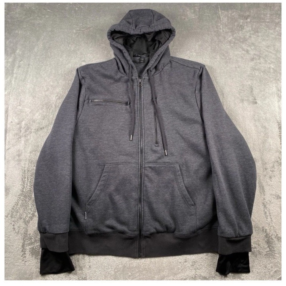 Baubax Hoodie Mens Small Grey Full Zip Jacket Travel‎ Hidden Pockets  Unisex